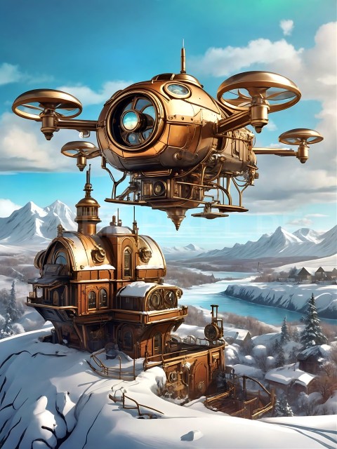 Steampunk, Winterlandschaft, Drohne V1 5