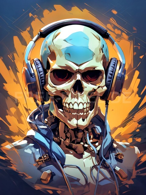 Anime, Skull with Headphones V2 35