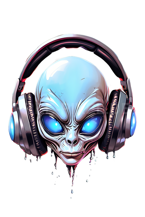 T Shirt Design, Alien mit Kopfhörer 25 1712817898