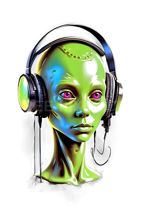 T Shirt Design, Alien mit Kopfhörer 07 1712817898