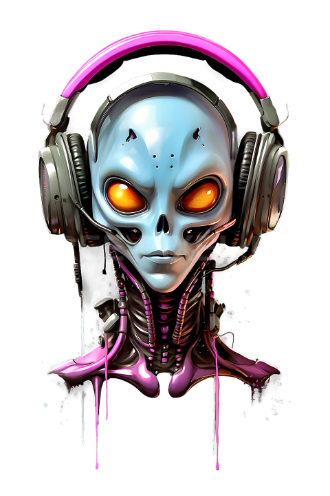 T Shirt Design, Alien mit Kopfhörer 03 1712817898