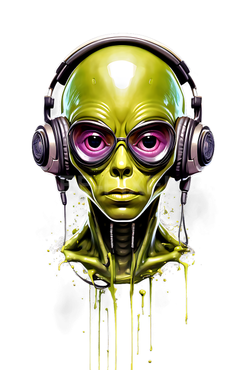 T Shirt Design, Alien mit Kopfhörer 28 1712817898