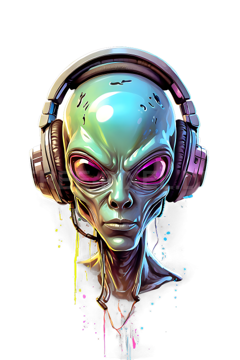 T Shirt Design, Alien mit Kopfhörer 23 1712817898
