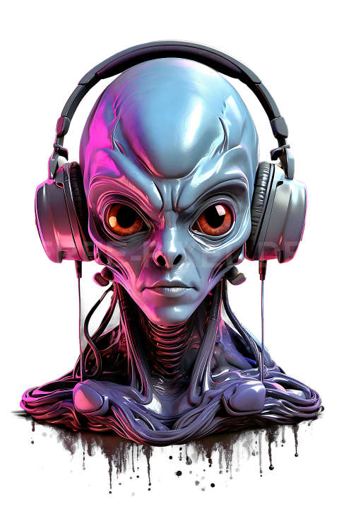 T Shirt Design, Alien mit Kopfhörer 16 1712817898