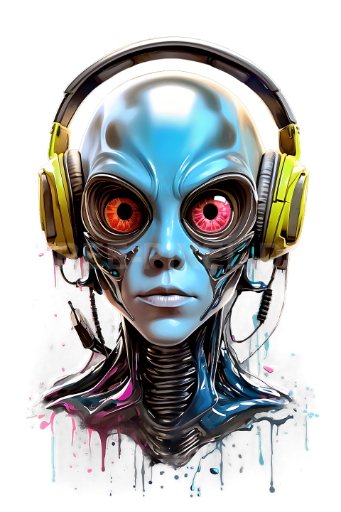 T Shirt Design, Alien mit Kopfhörer 19 1712817898