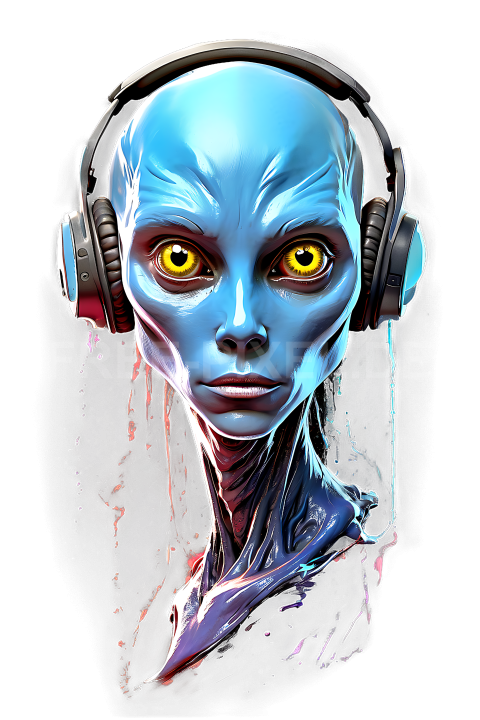 T Shirt Design, Alien mit Kopfhörer 12 1712817898
