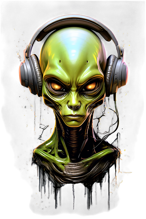 T Shirt Design, Alien mit Kopfhörer 13 1712817898