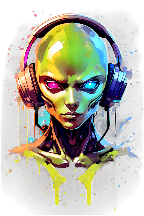 T Shirt Design, Alien mit Kopfhörer 28 1712818126