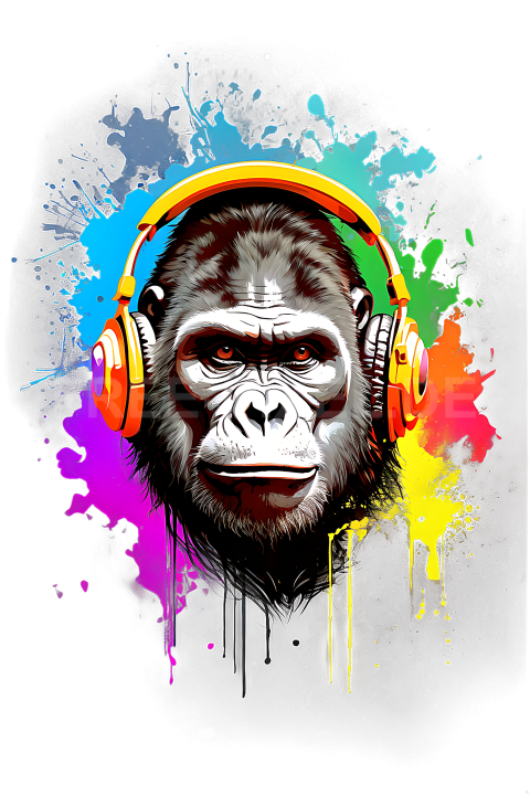 T Shirt Design, Gorilla mit Kopfhörer 18 1713251159