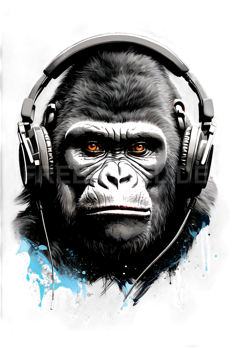 T Shirt Design, Gorilla mit Kopfhörer 16 1713251159