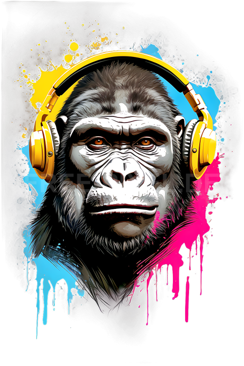 T Shirt Design, Gorilla mit Kopfhörer 19 1713251159