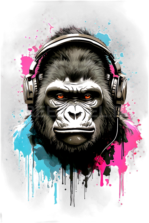 T Shirt Design, Gorilla mit Kopfhörer 11 1713251159