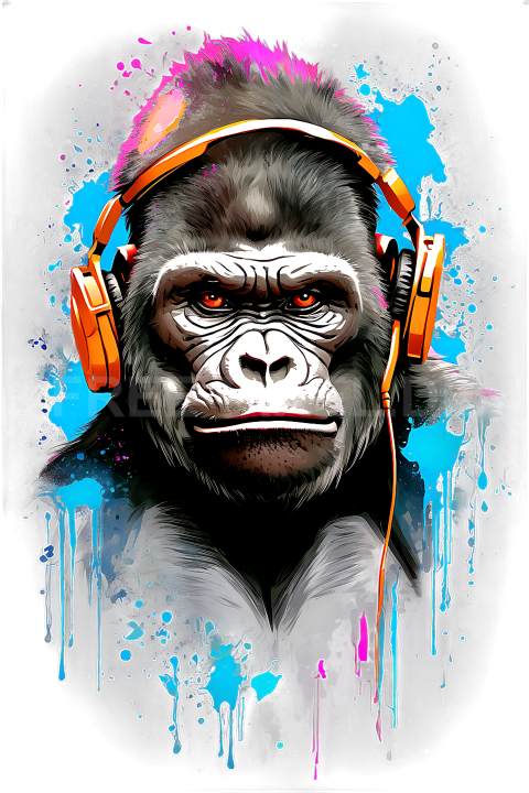 T Shirt Design, Gorilla mit Kopfhörer 13 1713251159