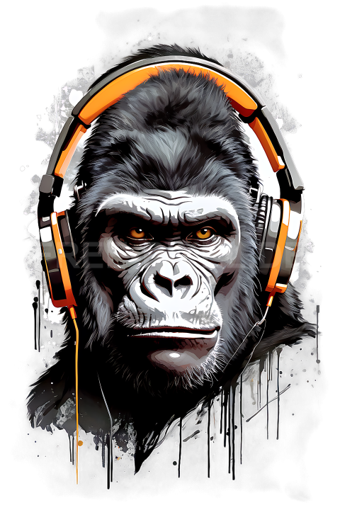 T Shirt Design, Gorilla mit Kopfhörer 26 1713251159