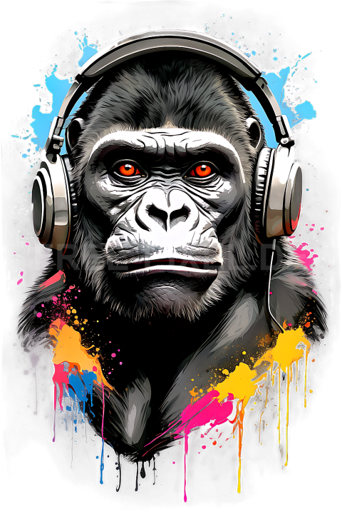 T Shirt Design, Gorilla mit Kopfhörer 39 1713251159