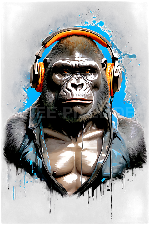 T Shirt Design, Gorilla mit Kopfhörer 27 1713251159