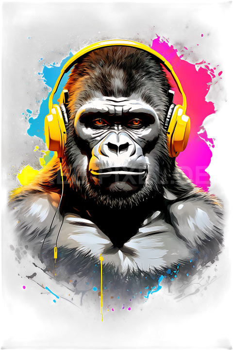 T Shirt Design, Gorilla mit Kopfhörer 31 1713251159