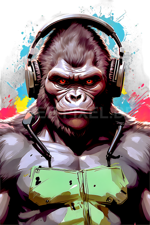 T Shirt Design, Gorilla mit Kopfhörer 12 1713251543