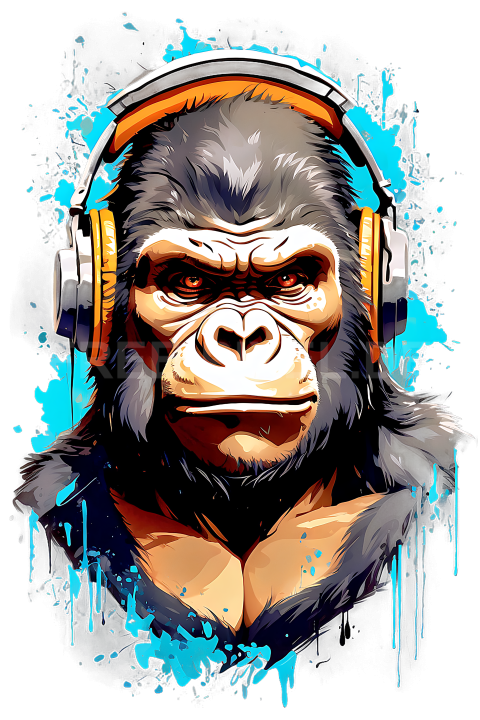 T Shirt Design, Gorilla mit Kopfhörer 25 1713251543
