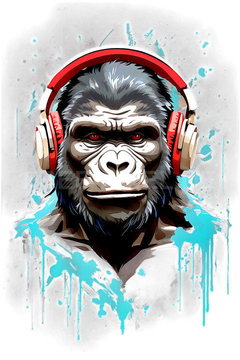 T Shirt Design, Gorilla mit Kopfhörer 36 1713251543