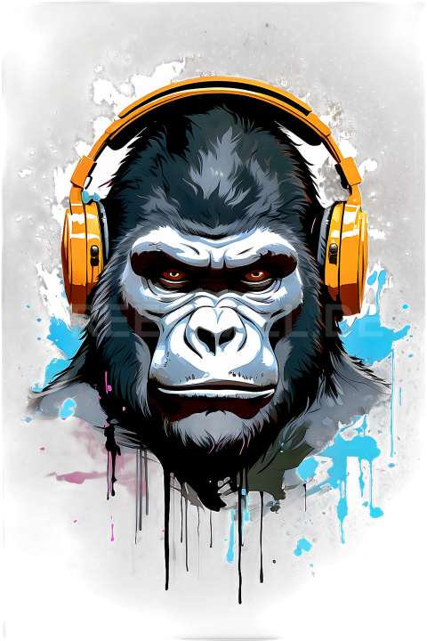 T Shirt Design, Gorilla mit Kopfhörer 26 1713251543