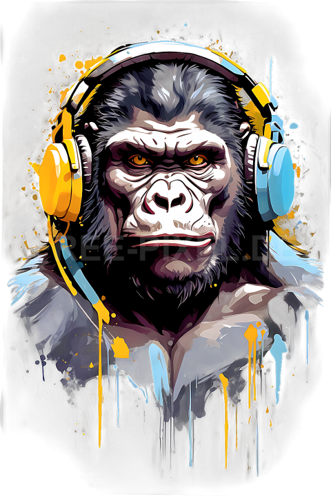 T Shirt Design, Gorilla mit Kopfhörer 34 1713251543