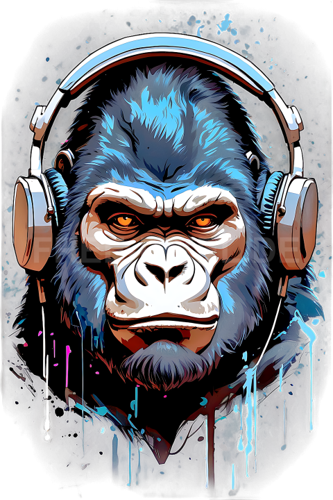 T Shirt Design, Gorilla mit Kopfhörer 24 1713251543