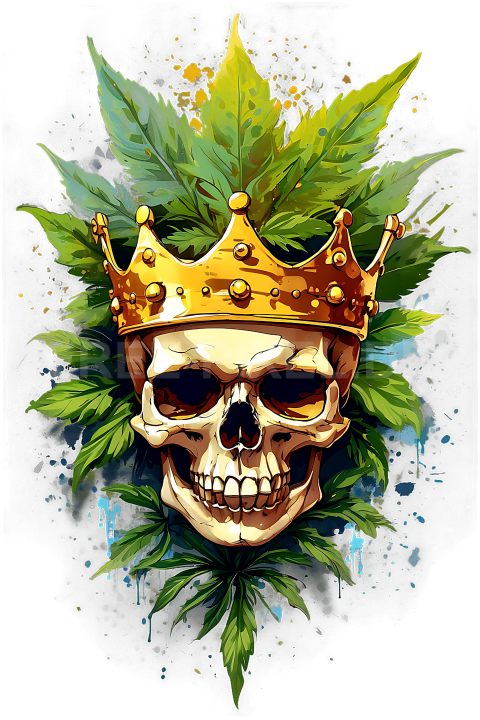 T Shirt Design, Cannabis, Totenkopf mit Krone 14 1713429499