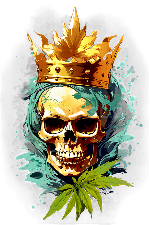 T Shirt Design, Cannabis, Totenkopf mit Krone 25 1713429499