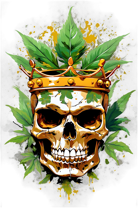 T Shirt Design, Cannabis, Totenkopf mit Krone 32 1713429499