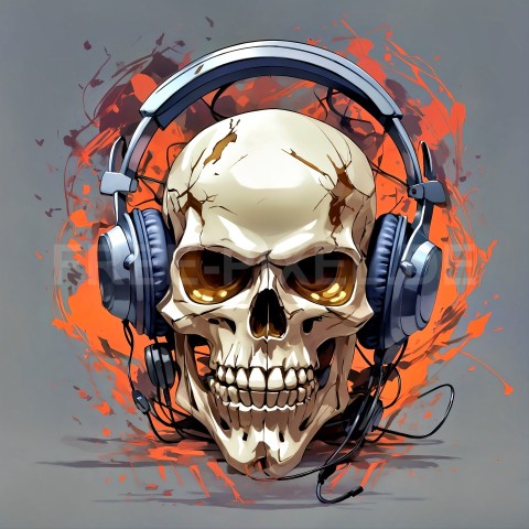 Anime, Skull with Headphones V3 05